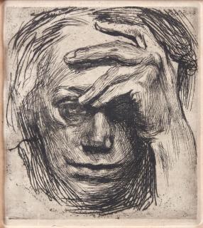 Käthe Kollwitz - Selbstbildnis mit der Hand an der Stirn