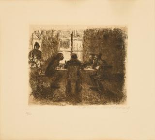 Käthe Kollwitz - Vier Männer in der Kneipe.