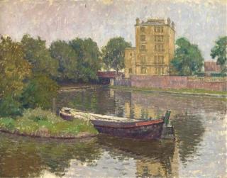 Kalman Kemeny - Boats On The Canal; Amsterdam Canal; Boats On The Riverside