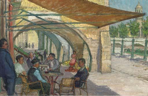 Kalman Kemeny - Cafe In Arcade; Mediterranean Landscape With Donkey; Sierra Nevada