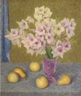 Kalman Kemeny - Pink Gladioli; Red Roses; Pink And White Roses; Roses And Hydrangeas