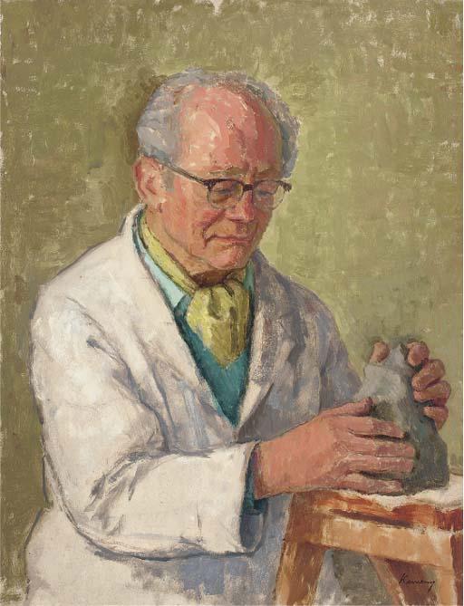 Kalman Kemeny - Portrait of Max Sokol, Sculptor; Sir Hamilton Kerr, M.P.; Man In Green Hat; Girl In Hat And Blue Scarf