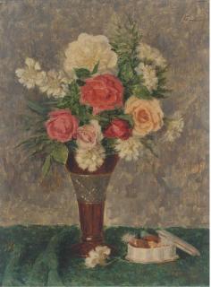 Kalman Kemeny - Roses And Carnations; Still Life, Kitchen; Cyclamen; Mixed Flowers