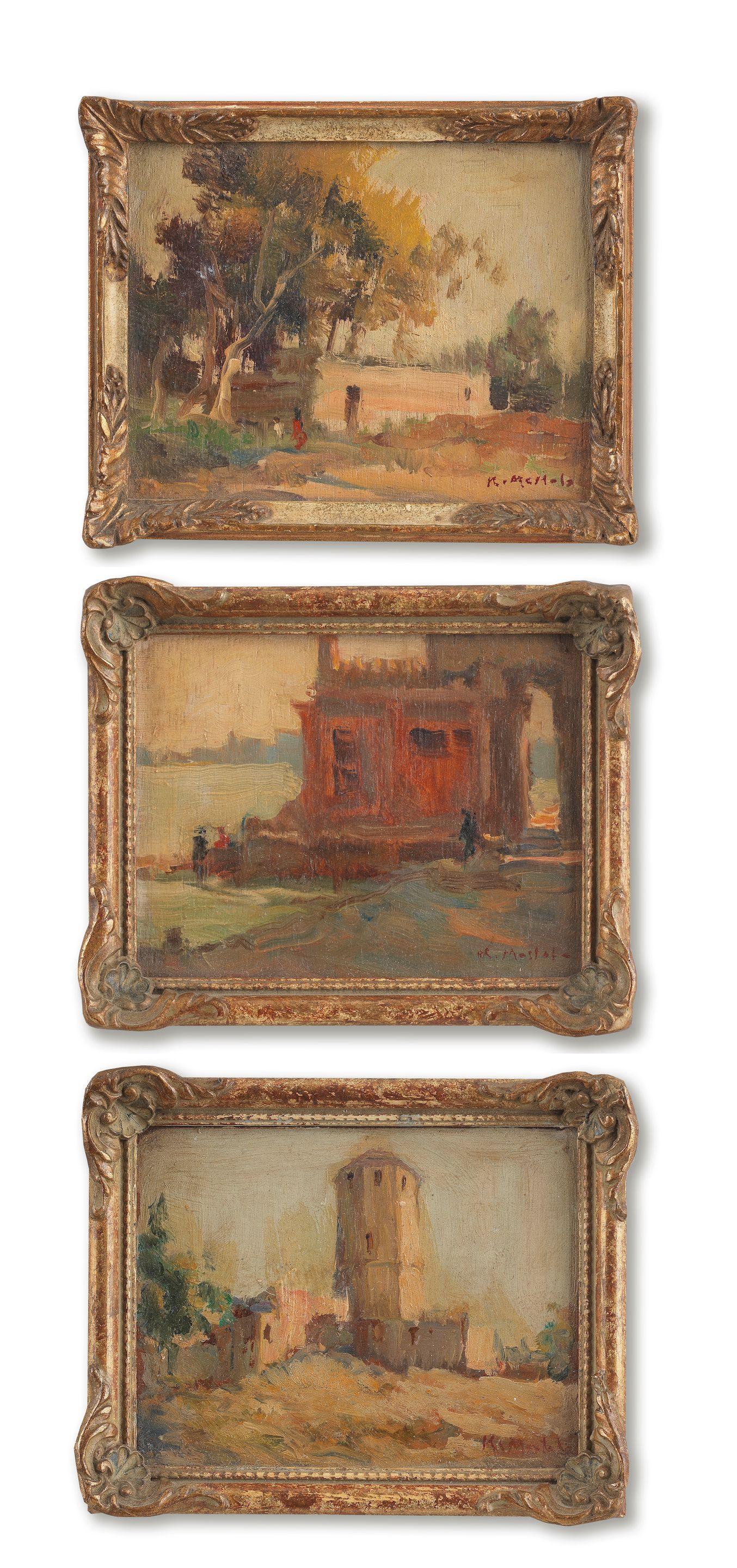 Kamel Moustafa - Rustic Landscape, Fortress of Qaitba each panel: 8 x 10.5 cm
