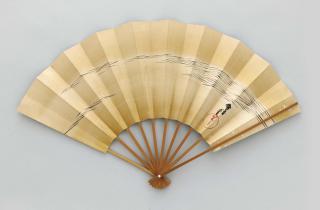 Kamisaka Sekka - Fan with stream and grasses