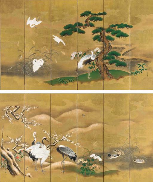 Kano Tansetsu - Birds and flowers in autumn and winter