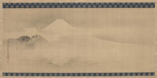 Kano Tanyu - Waves in front of Mount Fuji among Misty Sky