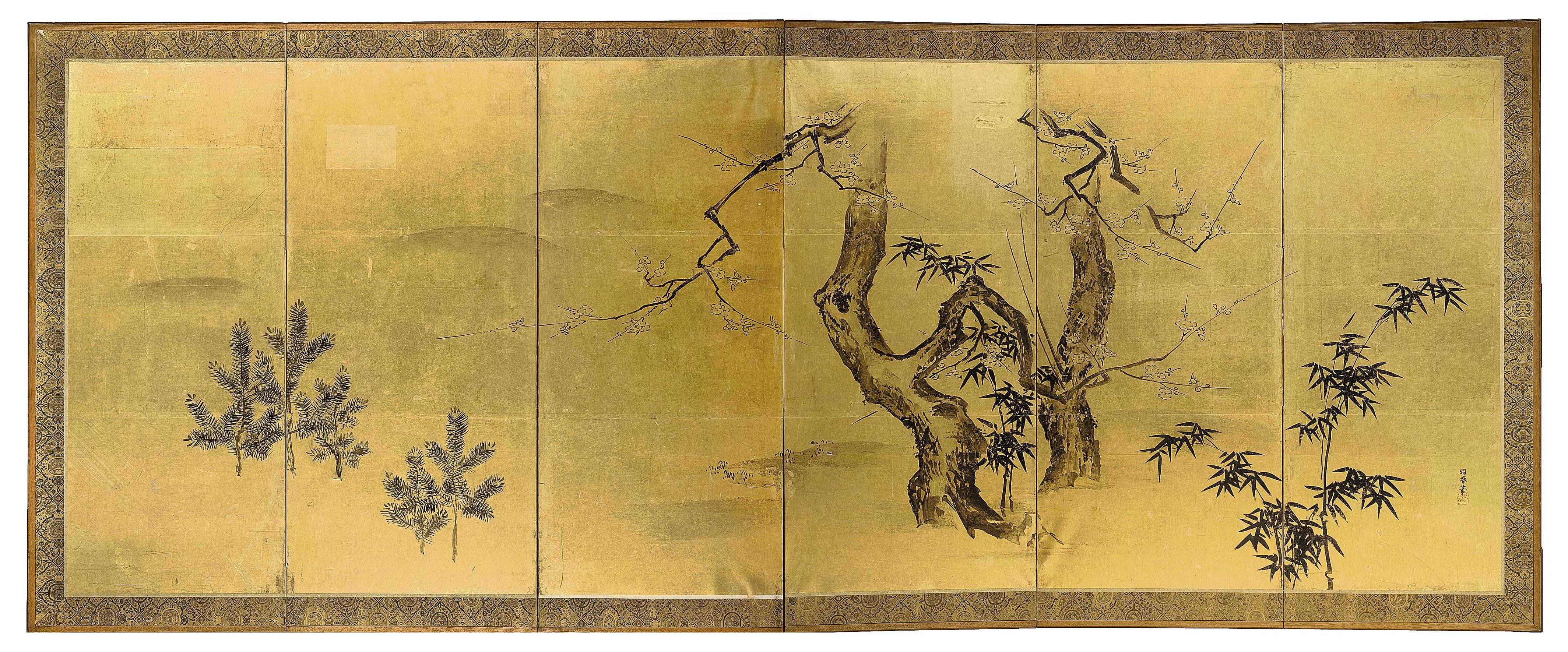 Kano Toshun - Plum, Pine and Bamboo