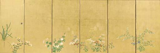 Kano Yasunobu - Flowers and butterflies,