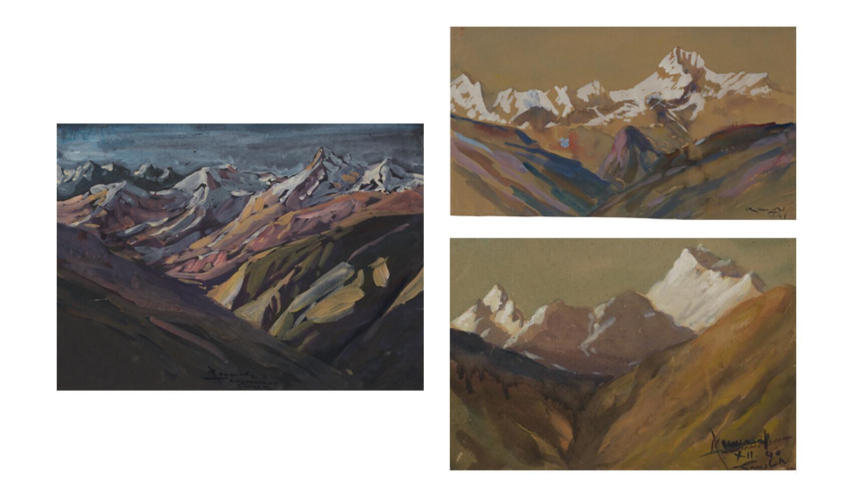 Kanwal Krishna - Birmarchlasht, Chitral; Untitled (Mountains); Gangtok