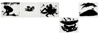 Kara Walker - Picturesque (Panel 1: Vagrant, Panel II: A Gentle Reminder, Panel III: Of Your, Panel IV: Complicity In, Panel V: Our Undoing)
