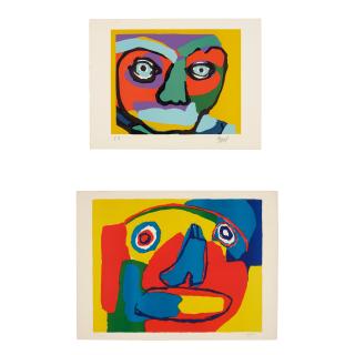 Karel Appel - A Group of 2 Abstract Faces 2