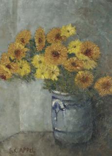 Karel Appel - Chrysanthemums in a vase