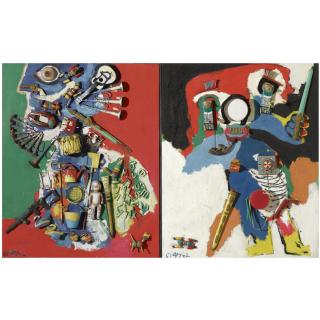 Karel Appel - Dutch The Monolithic Gangster And Another One Himself (Diptych)
