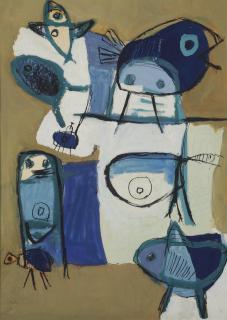 Karel Appel - Figure and birds