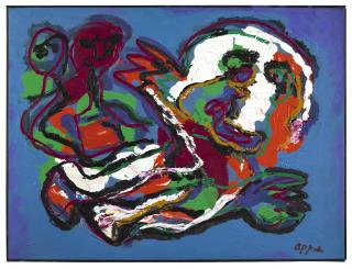 Karel Appel - Figures In Blue Background