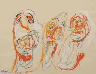 Karel Appel - Trois clowns - three clowns