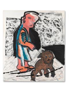 Karel Appel - Woman with dog, 1983
