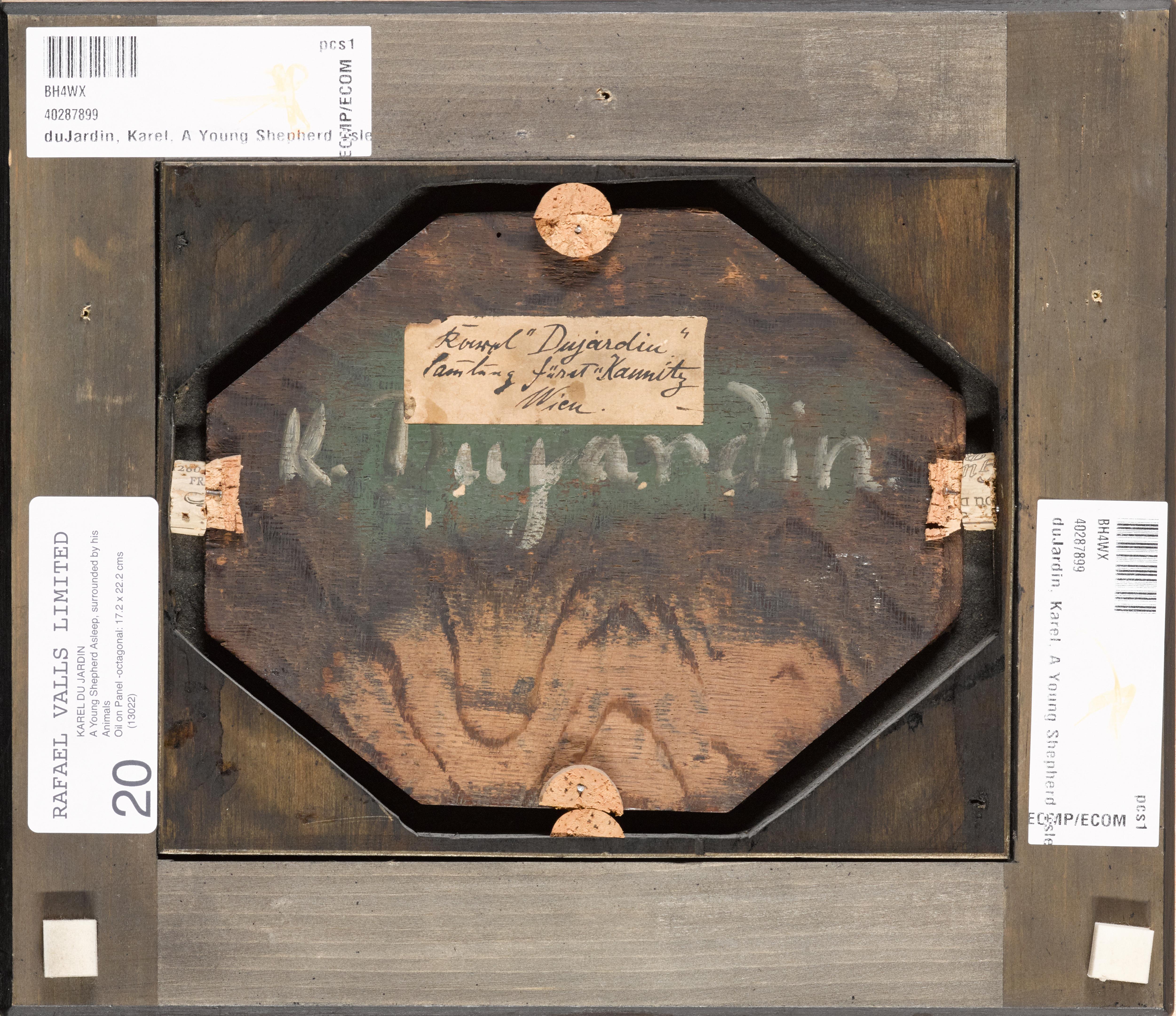 Karel Dujardin - A Young Shepherd Asleep, Surrounded By His Sheepdog, His Sheep And His Cow