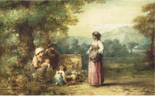 Karel Frans Philippeau - A family in the Campagna