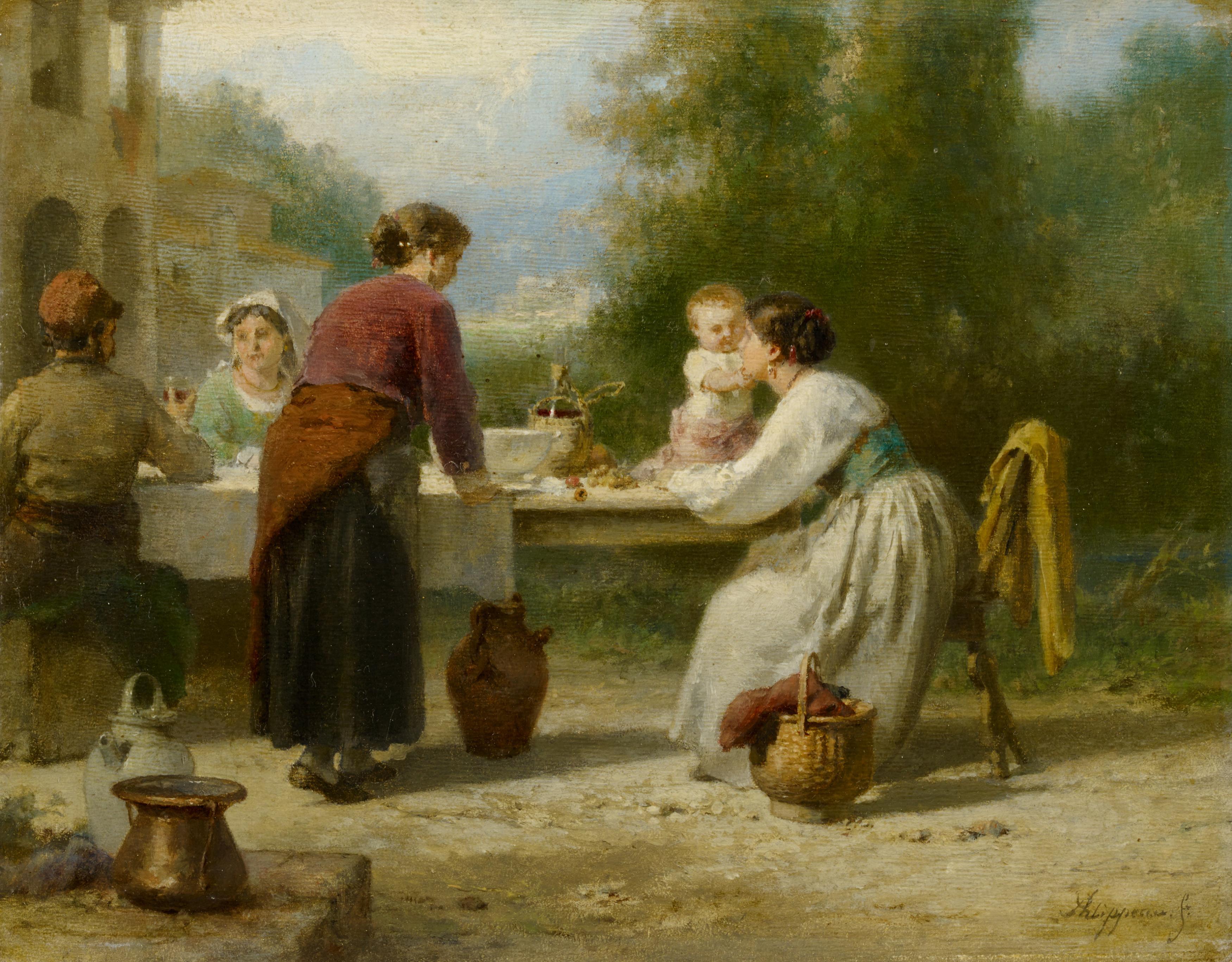 Karel Frans Philippeau - Familie am Gartentisch
