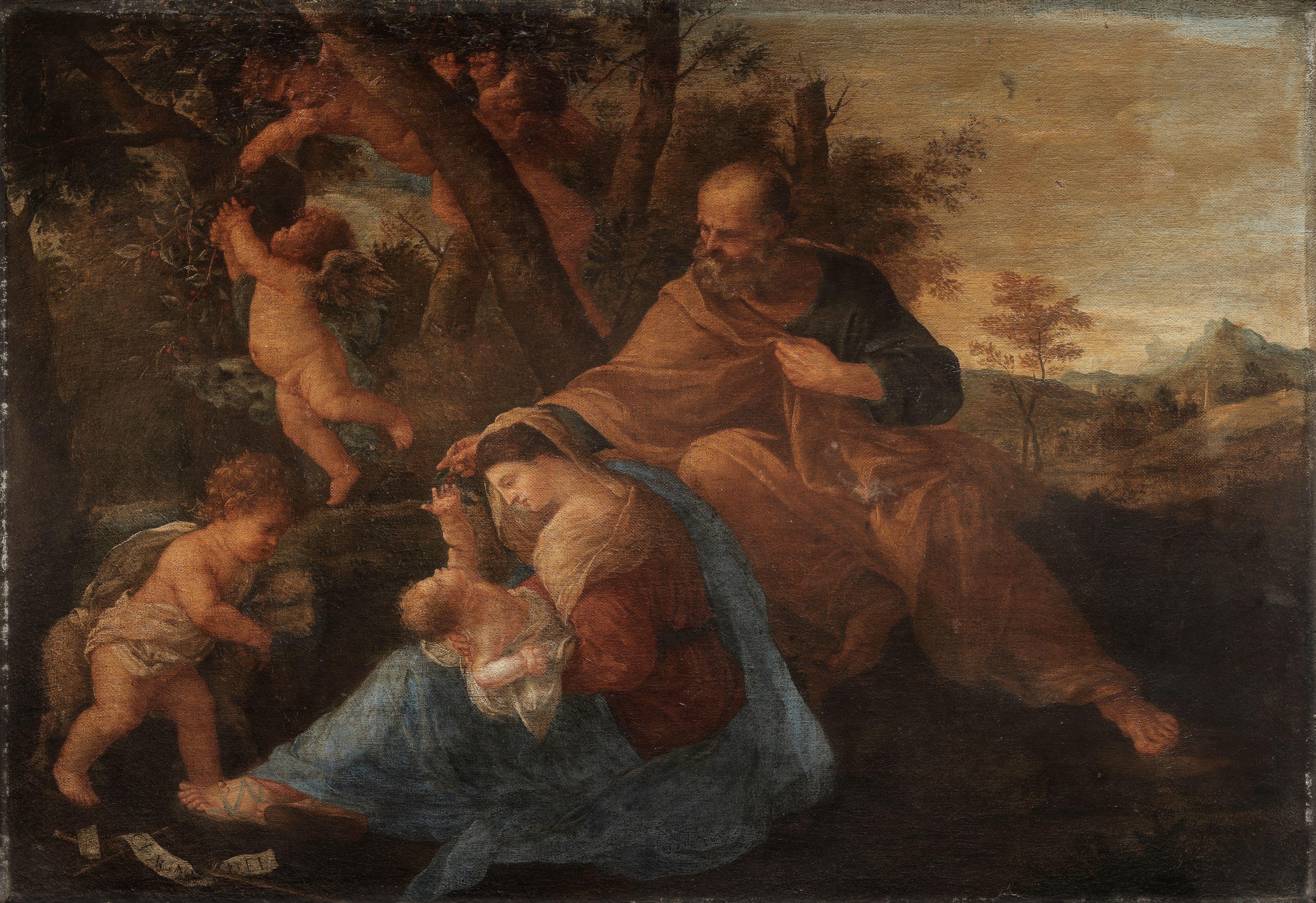 Karel Philips Spierincks - The Holy Family With The Infant Saint John The Baptist And Angels