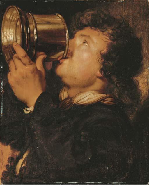 Karel van Mander III - An Allegory of taste: a young man drinking from a silver tankard