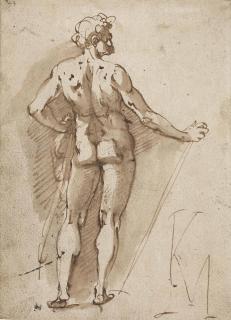 Karel Van Mander - A male nude, seen from behind
