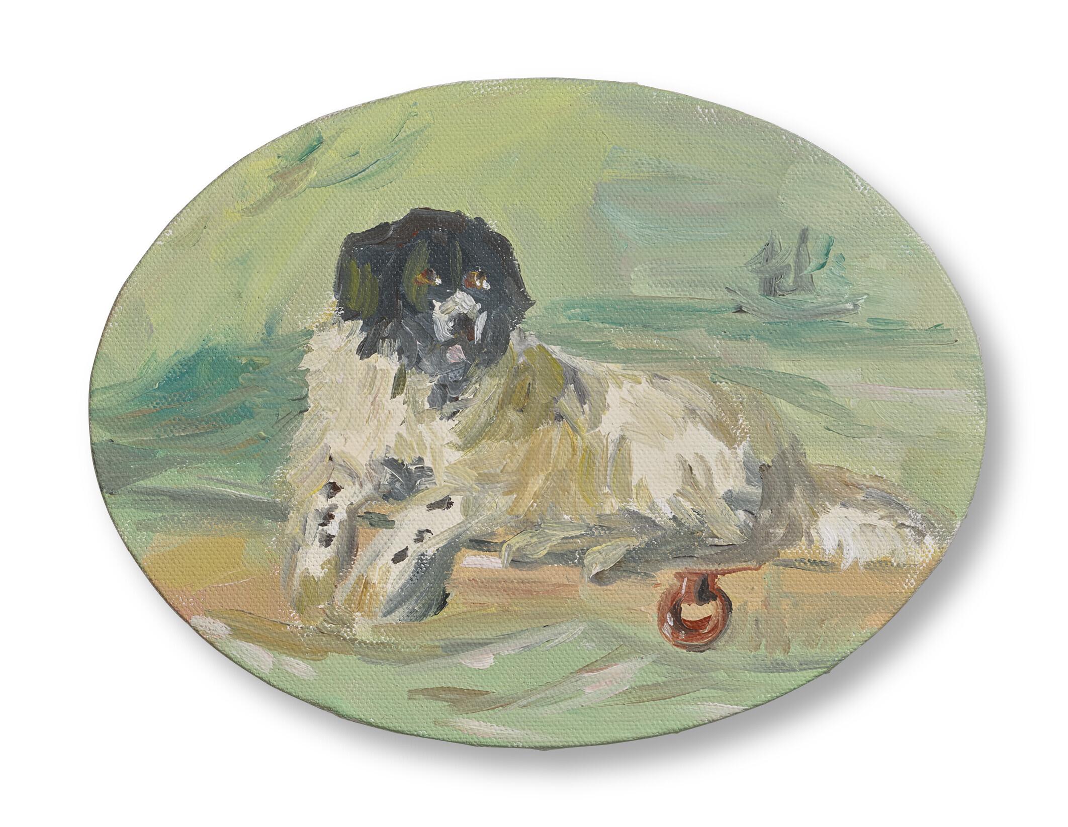 Karen Kilimnik - waterdog at the Embankment, London