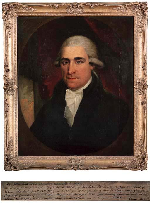 Karl Anton Hickel - Portrait of John Scott, 1st Earl of Eldon (1751-1838), bust-length, in a blue coat and white stock, feigned oval