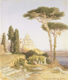 Karl August Lindemann-Frommel - Veduta di Castelgandolfo con Lago di Albano, 1864
