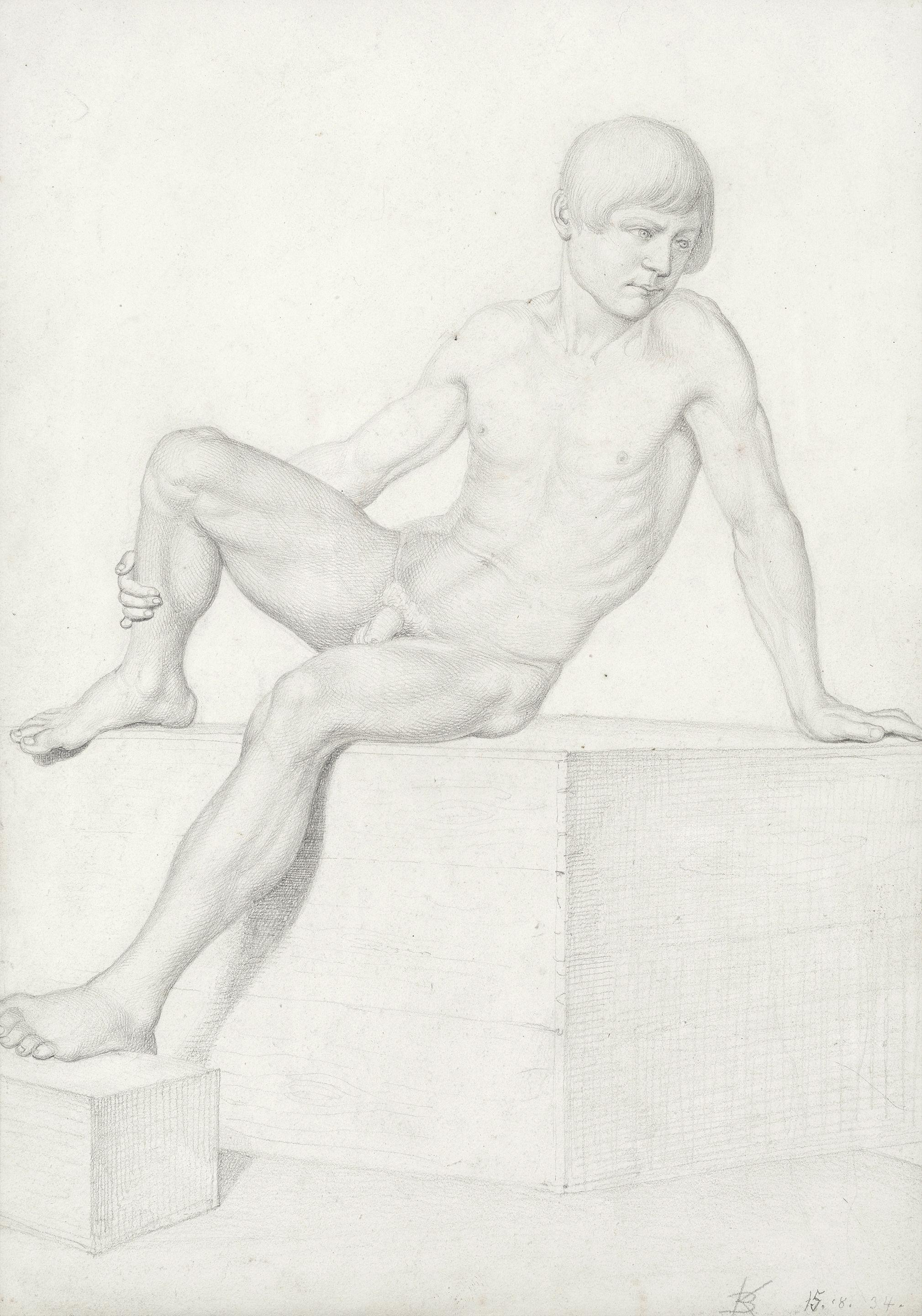 Karl Ballenberger - An academic seated male nude
