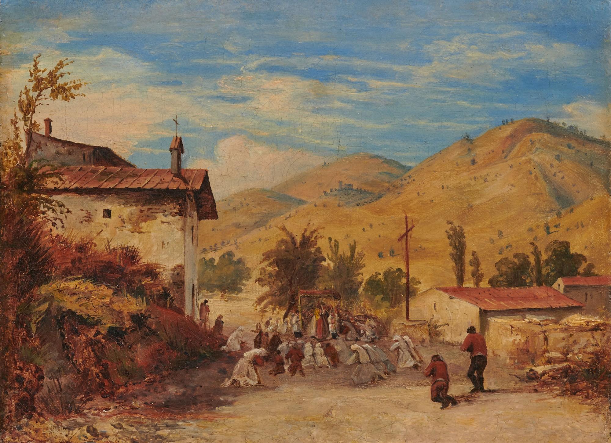 Karl Blechen - Berglandschaft Von Piediluco Mit Prozession