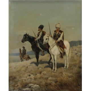 Karl Bogdanovich Wenig - Russian Cossacks On Horseback