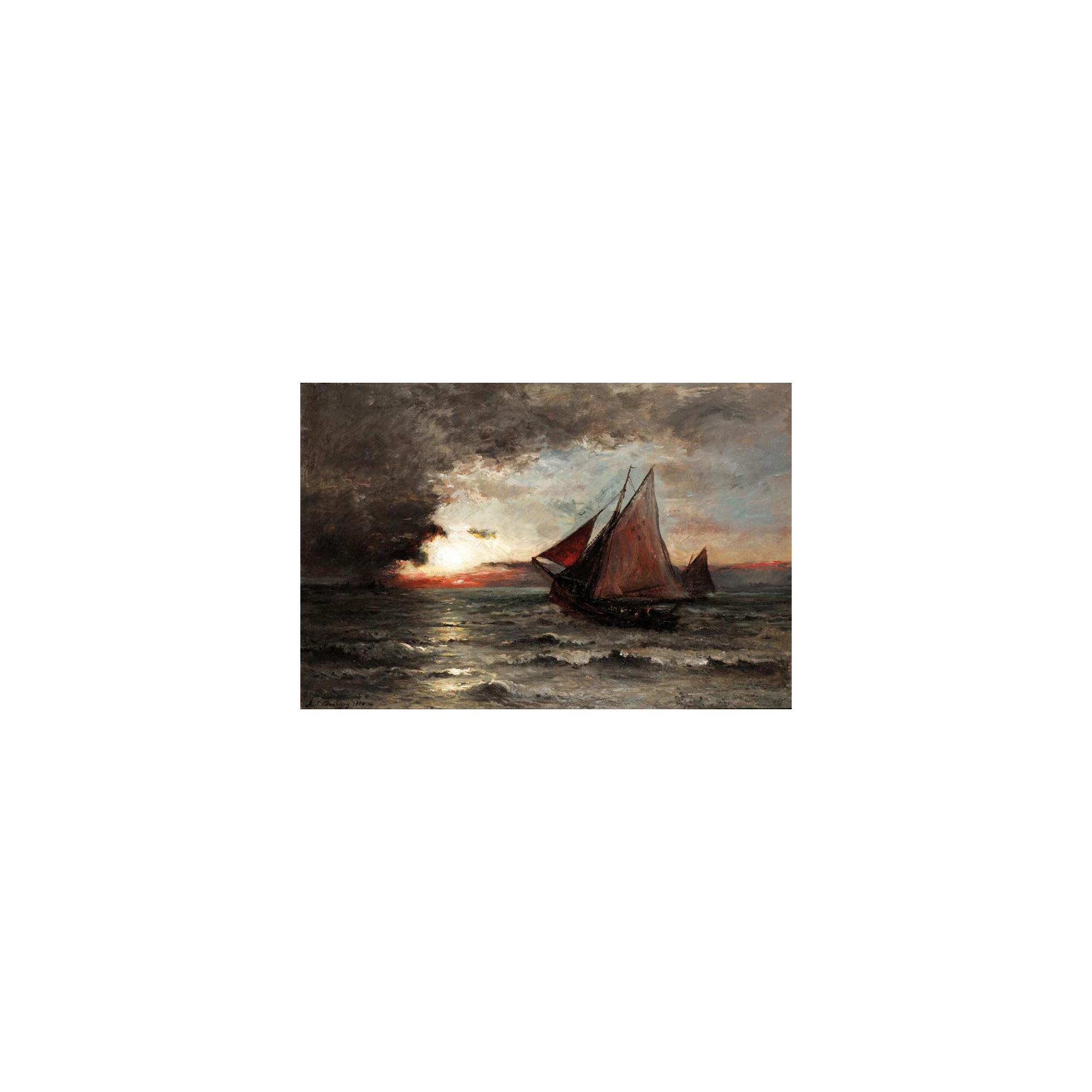 Karl Daubigny - Fishing Boats At Sunset