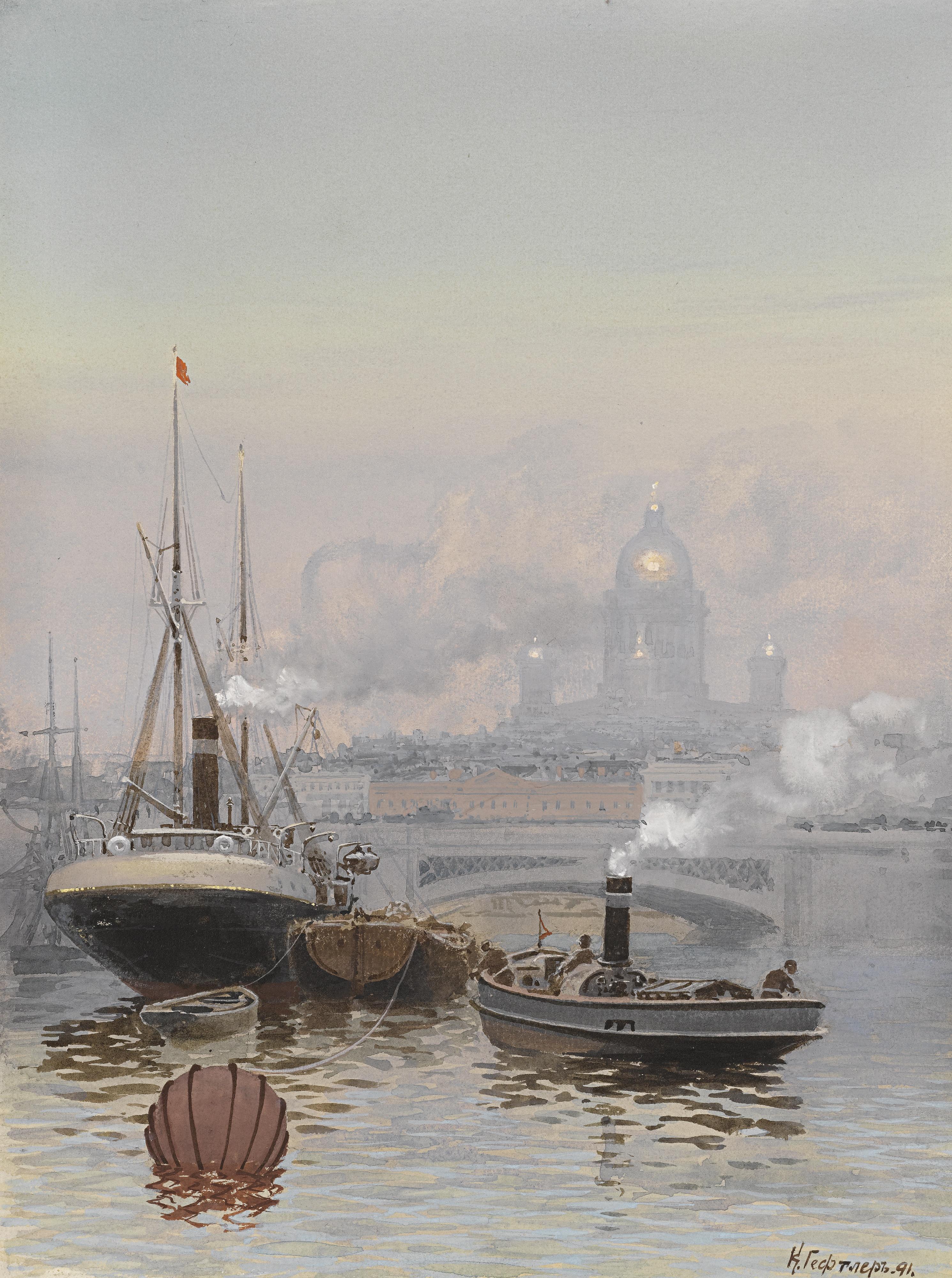 Karl Eduardovich Geftler - View Of Kazan Cathedral From The Neva