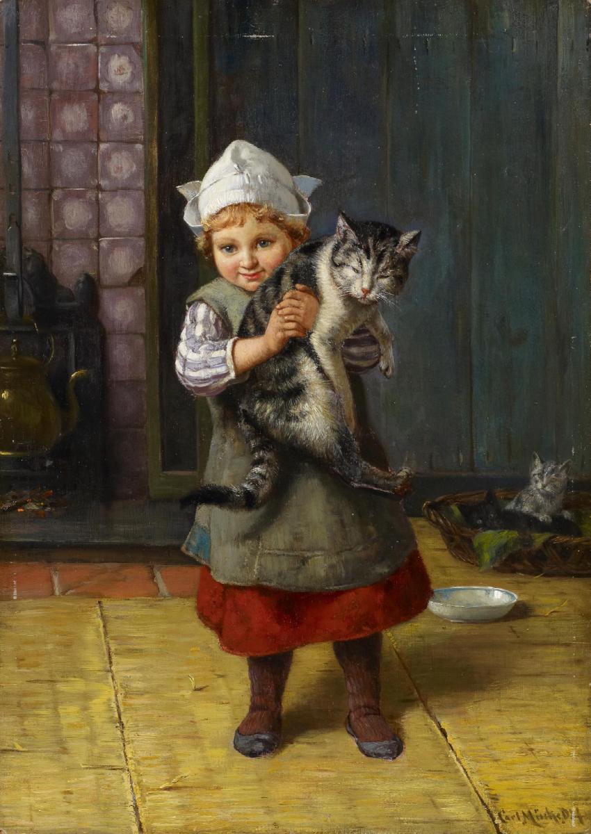 Karl Emil Mücke - Holländermädchen mit Katze.