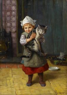 Karl Emil Mücke - Holländermädchen mit Katze.