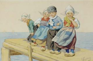 Karl Feiertag - Children On The Dock; Also Five Other Scenes Depicting Children