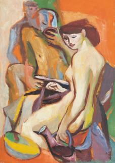 Karl Friedrich Brust - Akt mit Krug und weiterer Figur