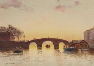 Karl Geftler - View of the Prachechny bridge with the Summer Garden and the Summer Palace beyond