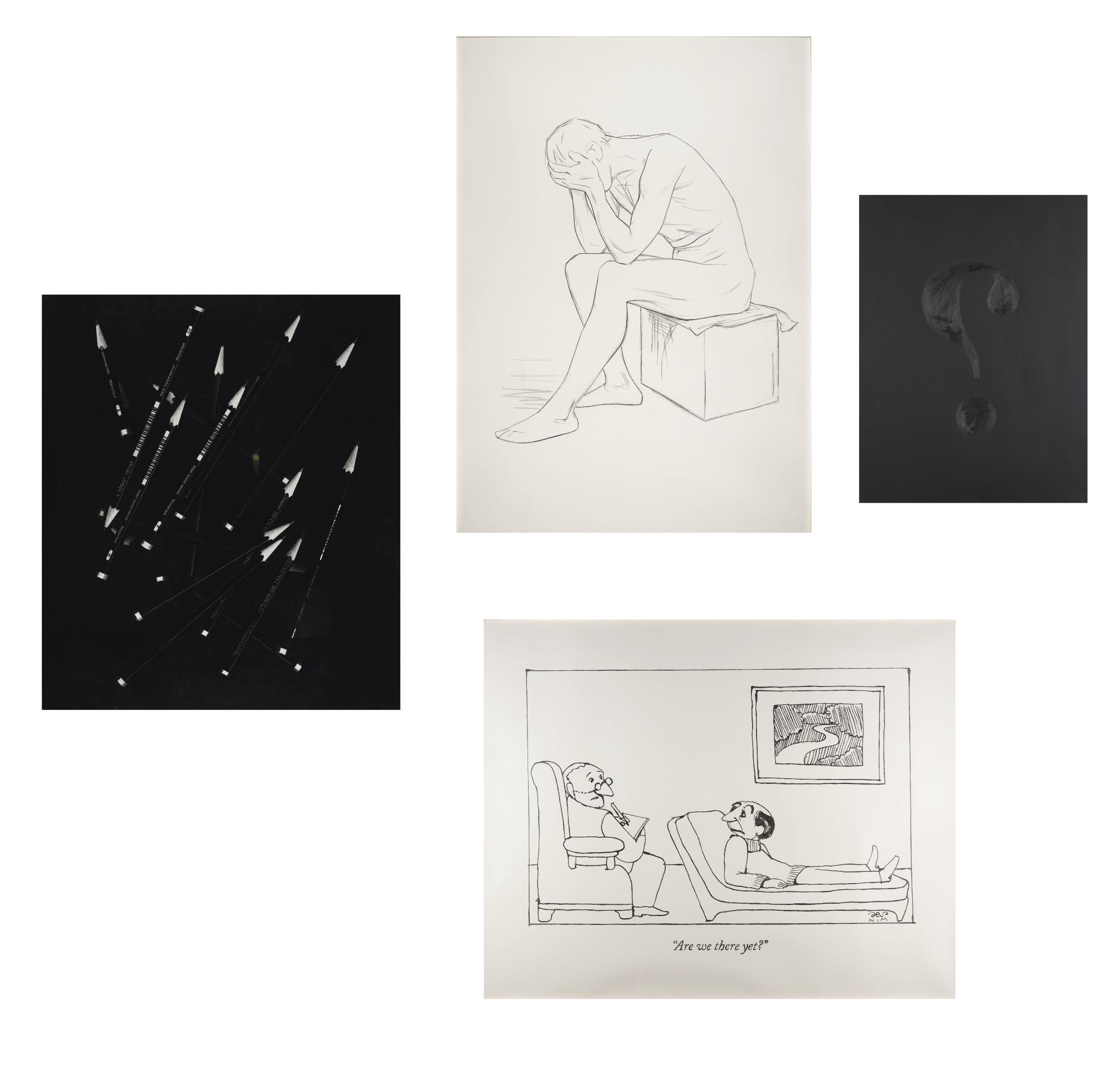 Karl Haendel - I. Depressed Nude #3 Ii. Wasserlack #3 (Ghost Version) Iii. New York Cartoon Drawing #20 Iv. 11Th Question Mark (Four Works)