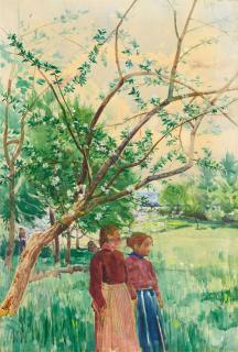 Karl Hagemeister - Märkische Frühlingslandschaft (Bäuerinnen in Werder an der Havel)