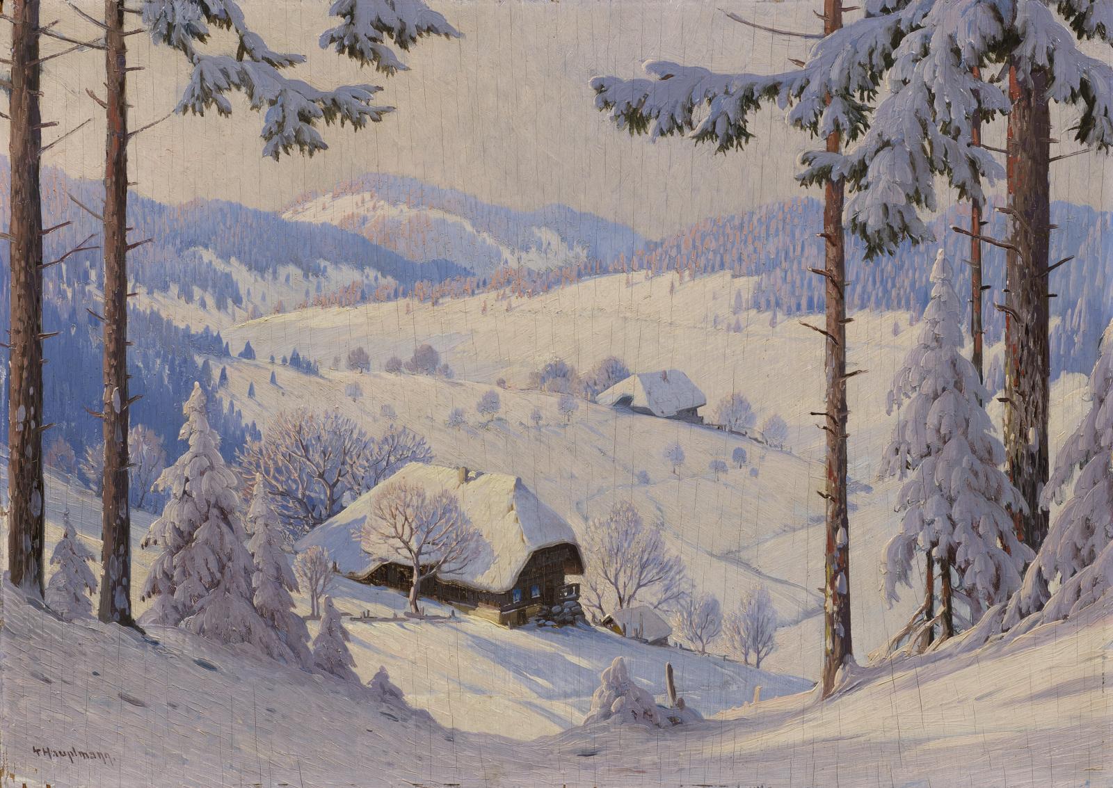 Karl Hauptmann - Sonniger Wintertag in einem Schwarzwaldtal