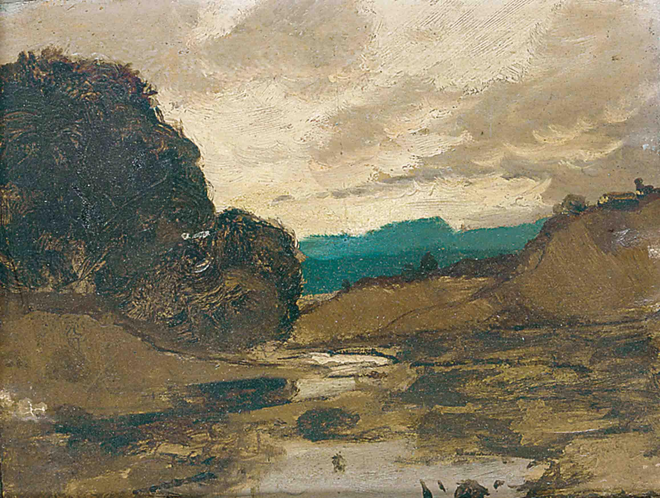 Karl Heffner - Sunset over the river; A wooded river landscape at dusk; Before sunrise, Tirol; and After Sunrise, Tirol