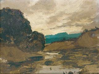 Karl Heffner - Sunset over the river; A wooded river landscape at dusk; Before sunrise, Tirol; and After Sunrise, Tirol