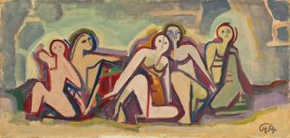 Karl Hofer - Fünf Figuren in Landschaft.