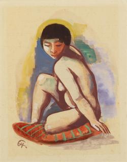 Karl Hofer - Kauernder Mädchenakt