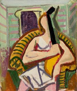 Karl Hofer - Mädchen mit Laute.