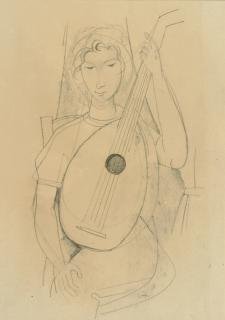 Karl Hofer - Mädchen mit Laute.